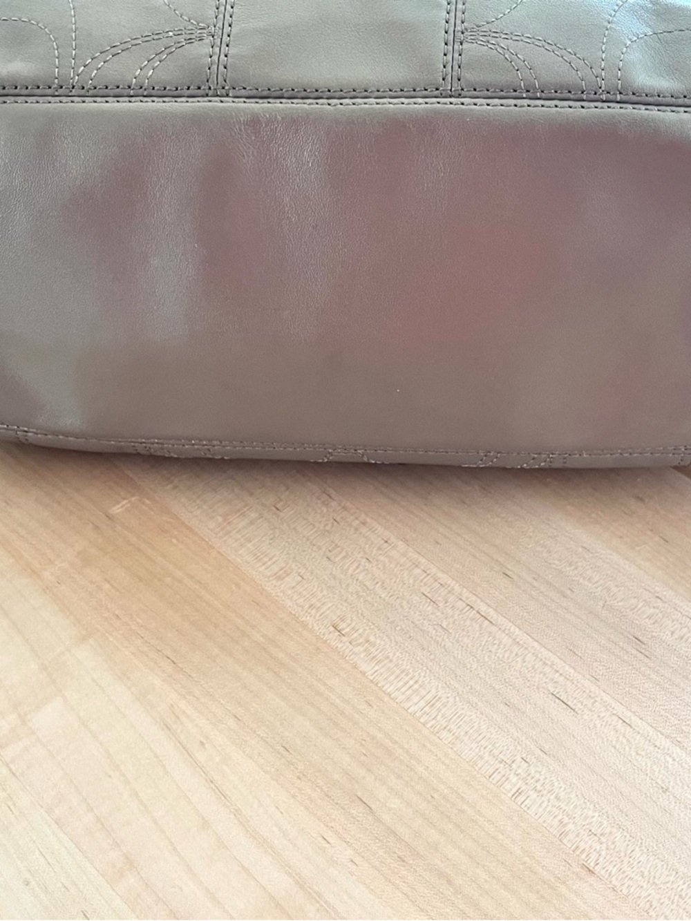 Coach Signature Taupy Metallic Leather Hobo Bag - Picture 9 of 11